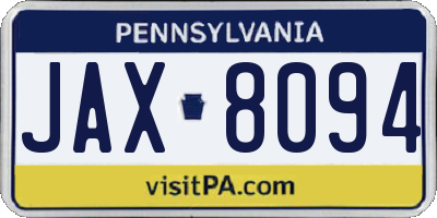 PA license plate JAX8094