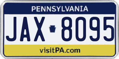 PA license plate JAX8095