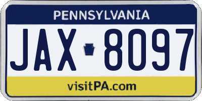 PA license plate JAX8097