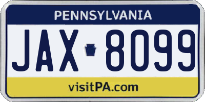 PA license plate JAX8099