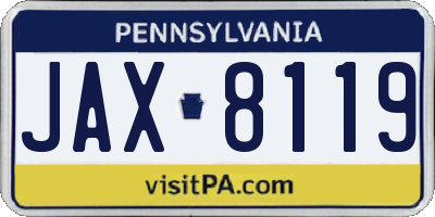 PA license plate JAX8119
