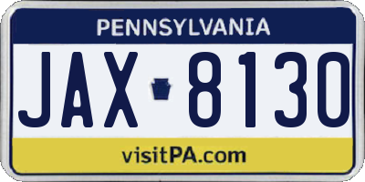 PA license plate JAX8130