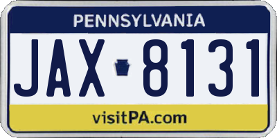 PA license plate JAX8131