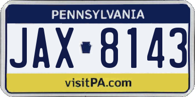 PA license plate JAX8143