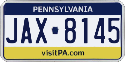 PA license plate JAX8145