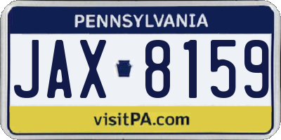 PA license plate JAX8159