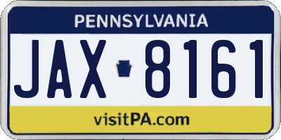 PA license plate JAX8161