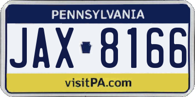 PA license plate JAX8166