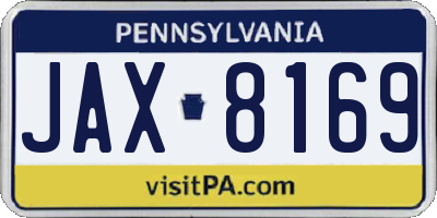 PA license plate JAX8169