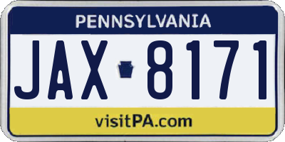 PA license plate JAX8171