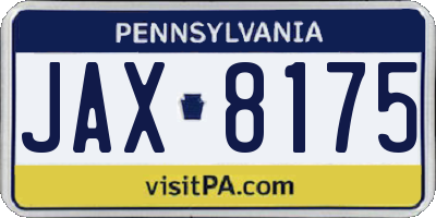 PA license plate JAX8175