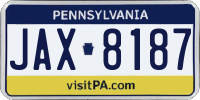 PA license plate JAX8187