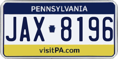 PA license plate JAX8196