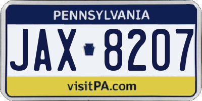 PA license plate JAX8207