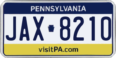 PA license plate JAX8210