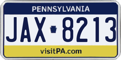 PA license plate JAX8213