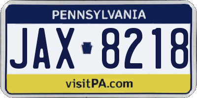 PA license plate JAX8218