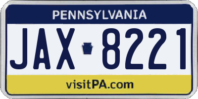 PA license plate JAX8221
