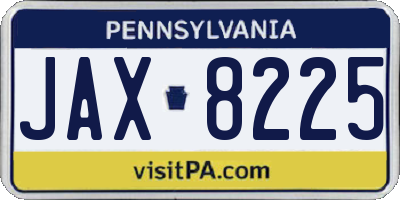 PA license plate JAX8225