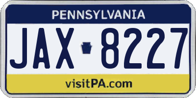 PA license plate JAX8227