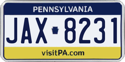 PA license plate JAX8231