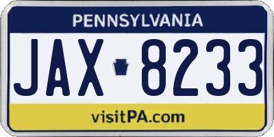 PA license plate JAX8233
