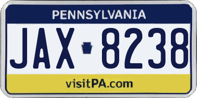 PA license plate JAX8238