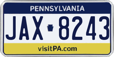 PA license plate JAX8243