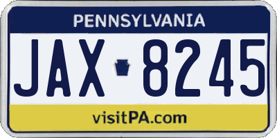 PA license plate JAX8245