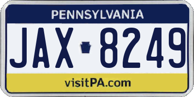 PA license plate JAX8249