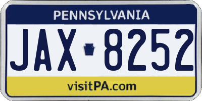PA license plate JAX8252