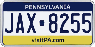 PA license plate JAX8255