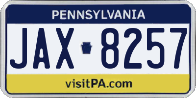 PA license plate JAX8257