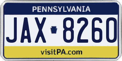 PA license plate JAX8260