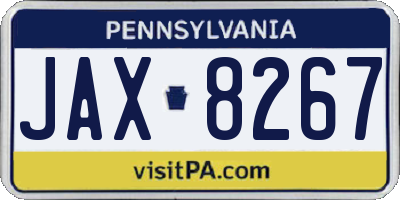 PA license plate JAX8267