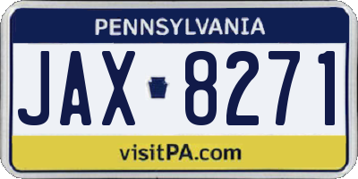 PA license plate JAX8271