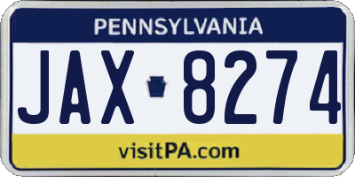 PA license plate JAX8274