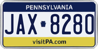 PA license plate JAX8280