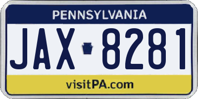 PA license plate JAX8281