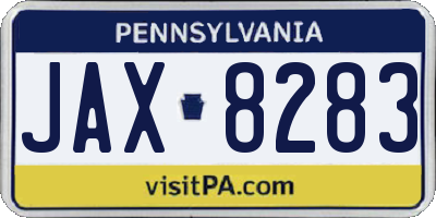 PA license plate JAX8283