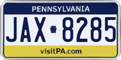 PA license plate JAX8285
