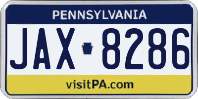 PA license plate JAX8286