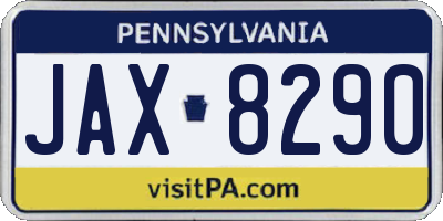 PA license plate JAX8290