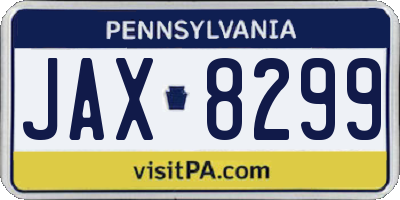 PA license plate JAX8299