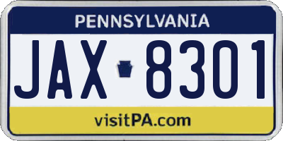 PA license plate JAX8301