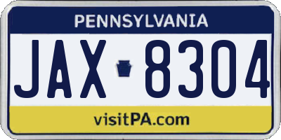 PA license plate JAX8304