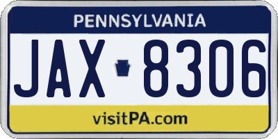 PA license plate JAX8306