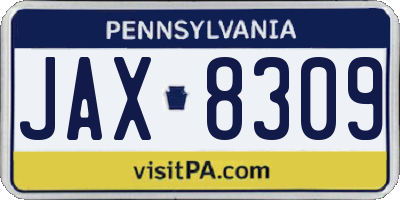 PA license plate JAX8309
