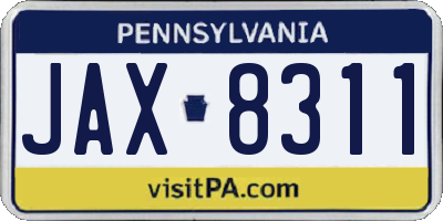 PA license plate JAX8311