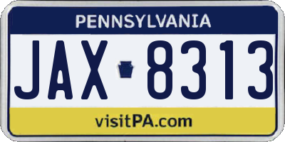 PA license plate JAX8313